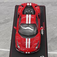 [BBR] 1:18 Ferrari 2019 488 Pista Coupe Rosso Corsa Bianco Stripe Model Car Resin