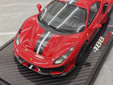 [BBR] 1:18 Ferrari 2019 488 Pista Coupe Rosso Corsa Nero/Argento Stripe Model Car Resin