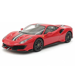 [BBR] 1:18 Ferrari 2019 488 Pista Coupe Rosso Corsa Nero/Argento Stripe Model Car Resin