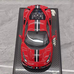 [BBR] 1:18 Ferrari 2019 488 Pista Coupe Rosso Corsa Nero/Argento Stripe Model Car Resin