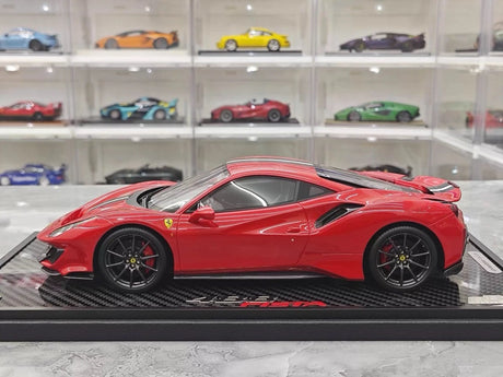 [BBR] 1:18 Ferrari 2019 488 Pista Coupe Rosso Corsa Nero/Argento Stripe Model Car Resin