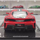 [BBR] 1:18 Ferrari 2019 488 Pista Coupe Rosso Corsa Nero/Argento Stripe Model Car Resin
