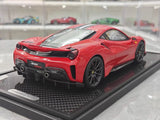 [BBR] 1:18 Ferrari 2019 488 Pista Coupe Rosso Corsa Nero/Argento Stripe Model Car Resin