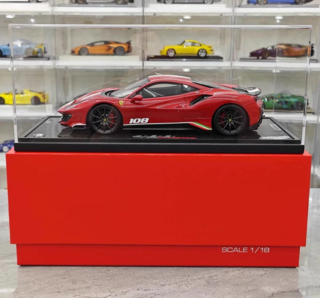[BBR] 1:18 Ferrari 2019 488 Pista Coupe Rosso Corsa Tricolore Livery #108 Resin