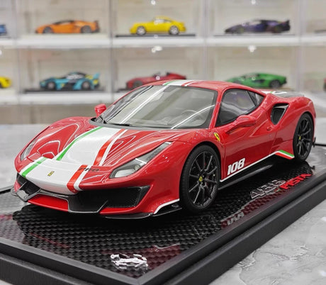 [BBR] 1:18 Ferrari 2019 488 Pista Coupe Rosso Corsa Tricolore Livery #108 Resin