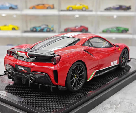 [BBR] 1:18 Ferrari 2019 488 Pista Coupe Rosso Corsa Tricolore Livery #108 Resin