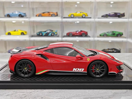 [BBR] 1:18 Ferrari 2019 488 Pista Coupe Rosso Corsa Tricolore Livery #108 Resin
