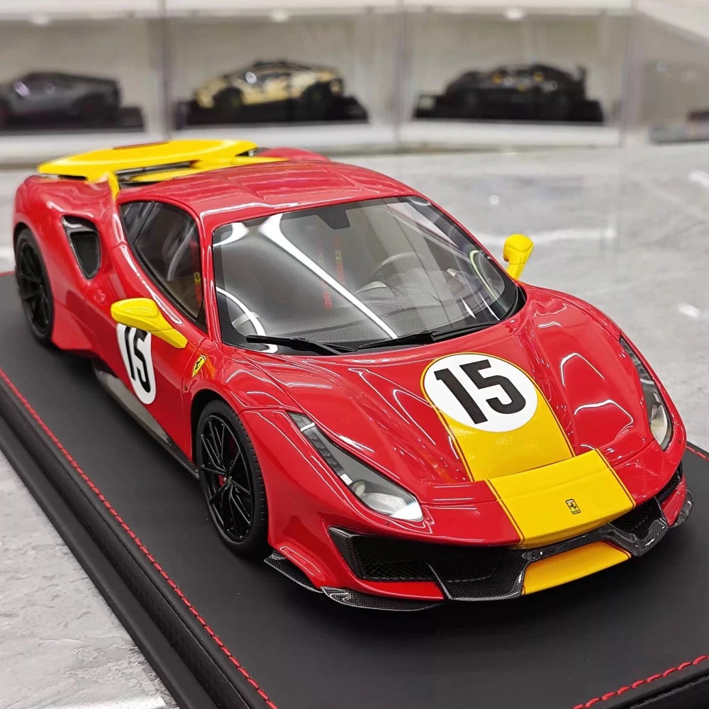 [BBR] 1:18 Ferrari 2019 488 Pista Coupe Rosso Giallo Modena Livery #15 resina