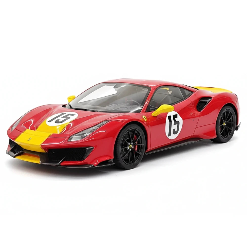 [BBR] 1:18 Ferrari 2019 488 Pista Coupe Rosso Giallo Modena Livery #15 resina