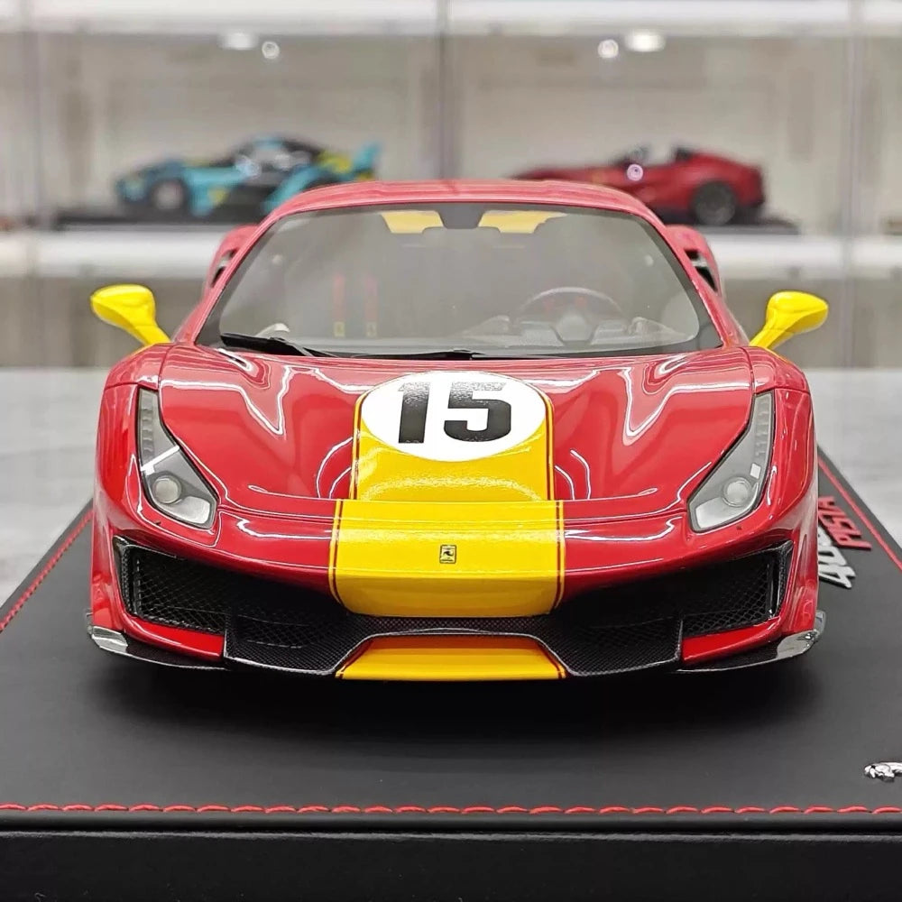 [BBR] 1:18 Ferrari 2019 488 Pista Coupe Rosso Giallo Modena Livery #15 resina