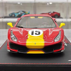 [BBR] 1:18 Ferrari 2019 488 Pista Coupe Rosso Giallo Modena Livery #15 resina
