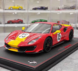 [BBR] 1:18 Ferrari 2019 488 Pista Coupe Rosso Giallo Modena Livery #15 Resin
