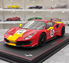 [BBR] 1:18 Ferrari 2019 488 Pista Coupe Rosso Giallo Modena Livery #15 resina