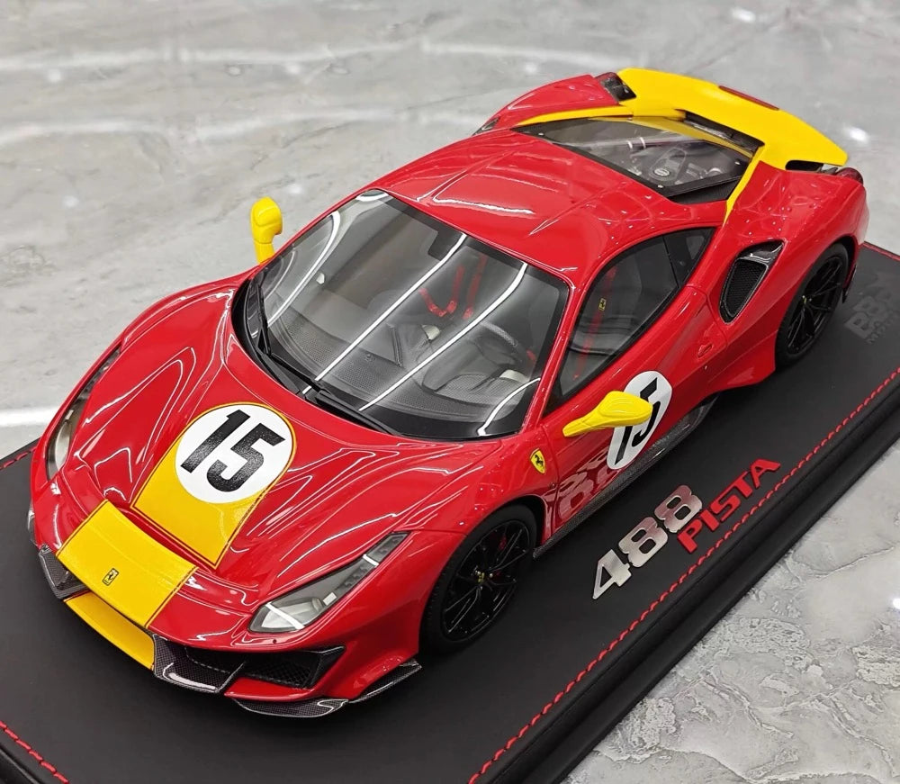 [BBR] 1:18 Ferrari 2019 488 Pista Coupe Rosso Giallo Modena Livery #15 resina