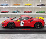 [BBR] 1:18 Ferrari 2019 488 Pista Coupe Rosso Giallo Modena Livery #15 Resin
