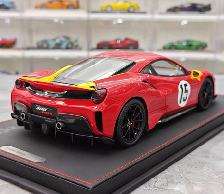 [BBR] 1:18 Ferrari 2019 488 Pista Coupe Rosso Giallo Modena Livery #15 Resin