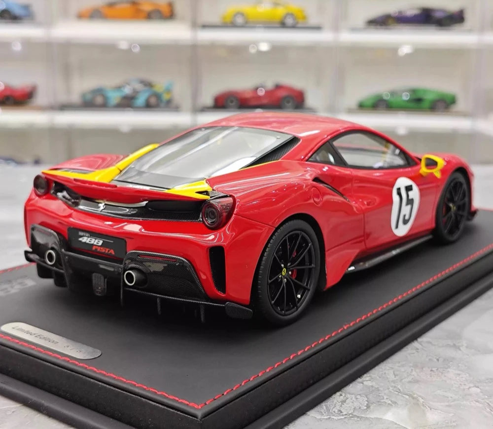 [BBR] 1:18 Ferrari 2019 488 Pista Coupe Rosso Giallo Modena Livery #15 resina