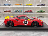 [BBR] 1:18 Ferrari 2019 488 Pista Coupe Rosso Giallo Modena Livery #15 Resin