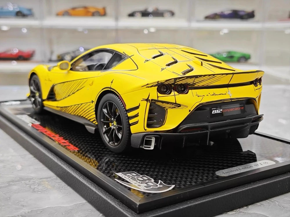 [BBR] 1:18 Ferrari 2021 812 Competizione Yellow Signature Edition Model Car Resin