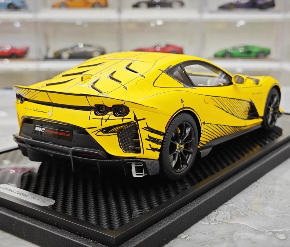 [BBR] 1:18 Ferrari 2021 812 Competizione Yellow Signature Edition Model Car Resin