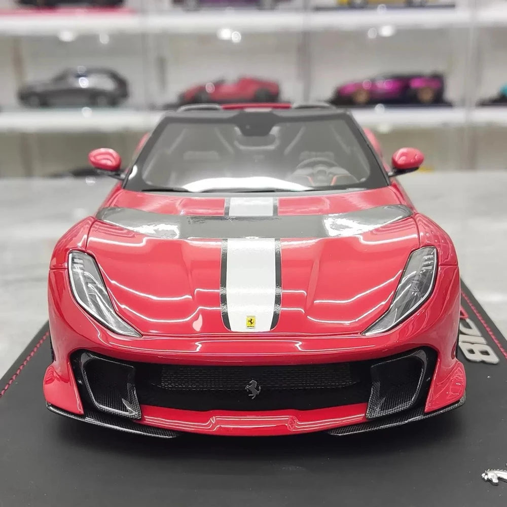 [BBR] 1:18 Ferrari 2022 812 Competizione Aperta Red Argento Stripe Model Car Resin