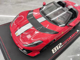 [BBR] 1:18 Ferrari 2022 812 Competizione Aperta Red Argento Stripe Model Car Resin