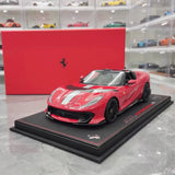 [BBR] 1:18 Ferrari 2022 812 Competizione Aperta Red Argento Stripe Model Car Resin