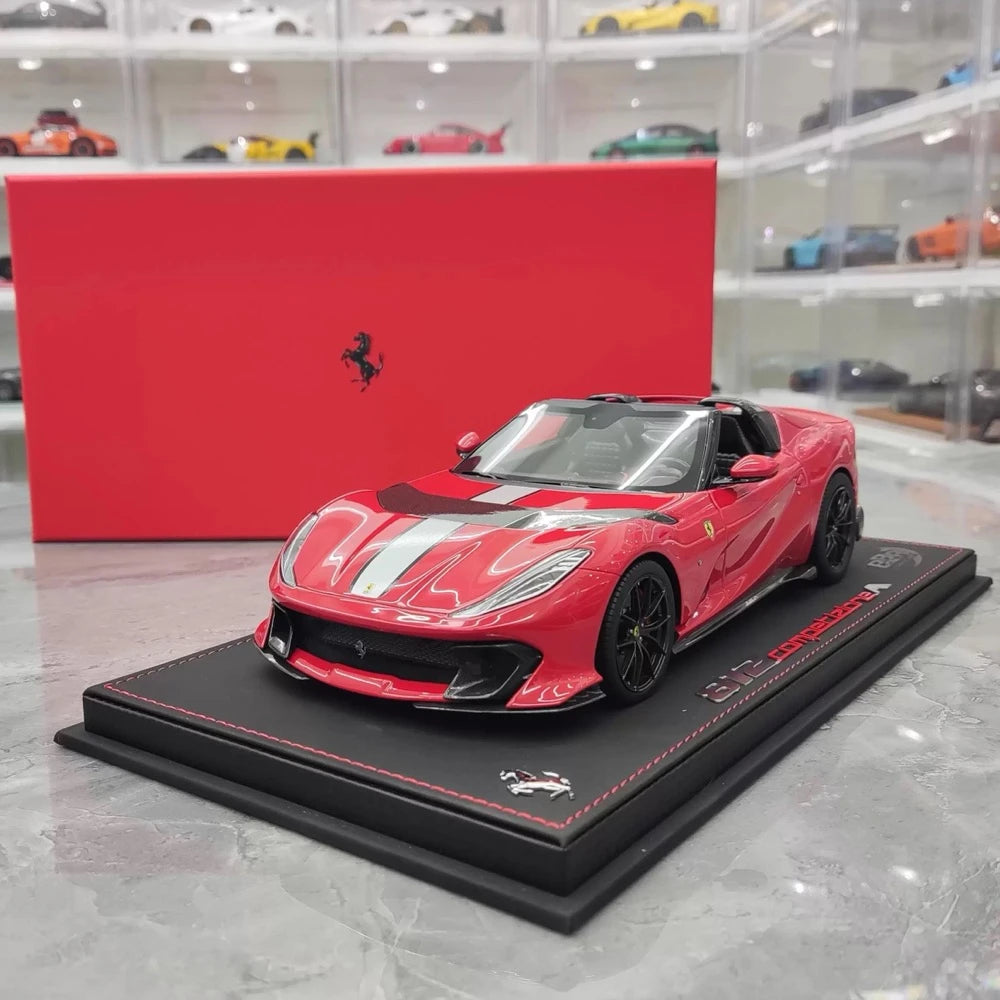 [BBR] 1:18 Ferrari 2022 812 Competizione Aperta Red Argento Stripe Model Car Resin