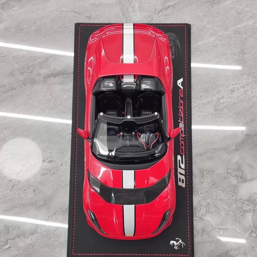 [BBR] 1:18 Ferrari 2022 812 Competizione Aperta Red Argento Stripe Model Car Resin