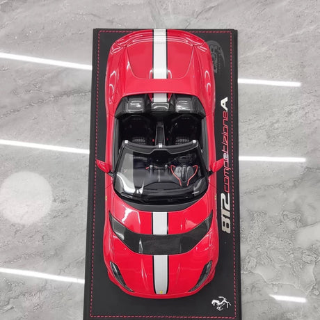 [BBR] 1:18 Ferrari 2022 812 Competizione Aperta Red Argento Stripe Model Car Resin