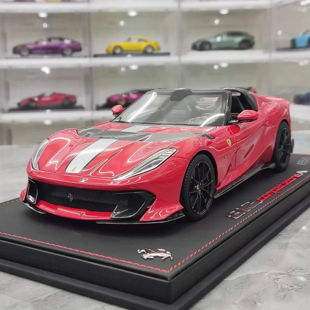 [BBR] 1:18 Ferrari 2022 812 Competizione Aperta Red Argento Stripe Model Car Resin