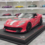 [BBR] 1:18 Ferrari 2022 812 Competizione Aperta Red Argento Stripe Model Car Resin