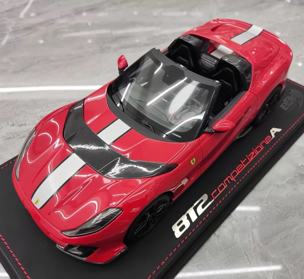 [BBR] 1:18 Ferrari 2022 812 Competizione Aperta Red Argento Stripe Model Car Resin
