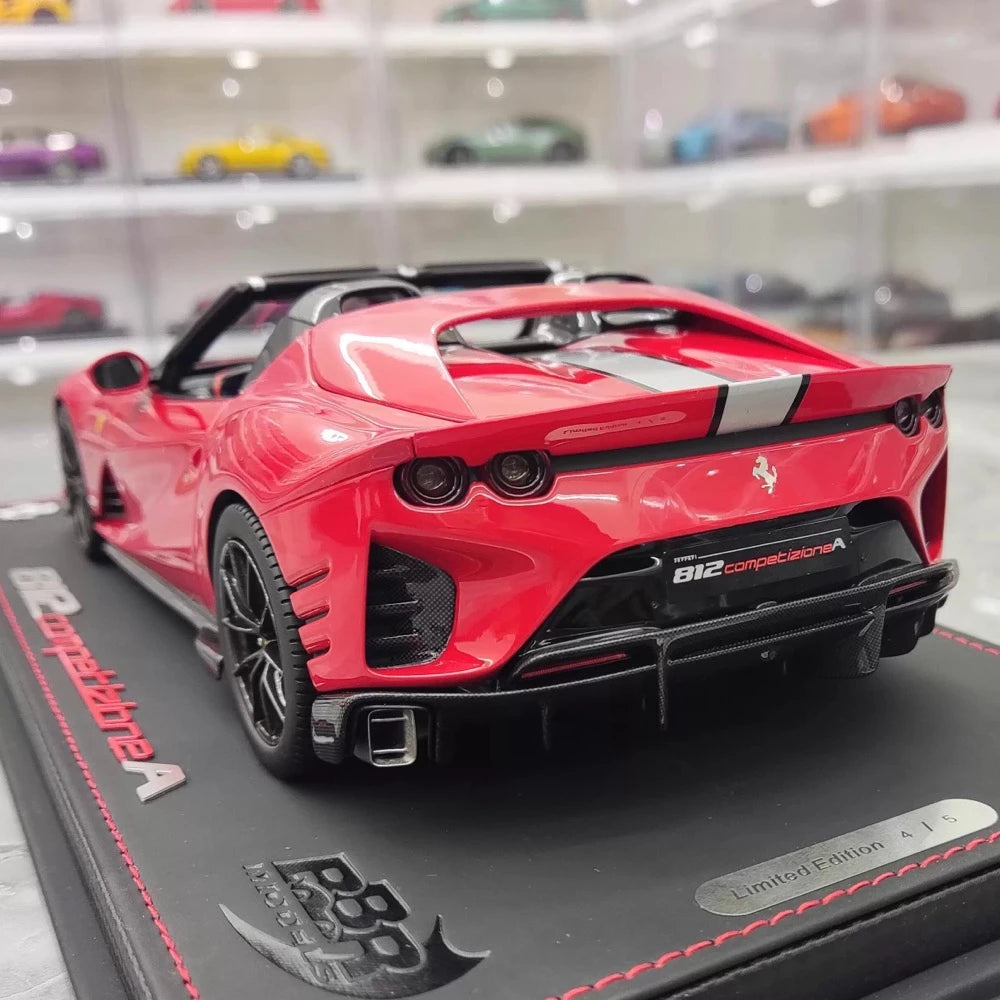 [BBR] 1:18 Ferrari 2022 812 Competizione Aperta Red Argento Stripe Model Car Resin