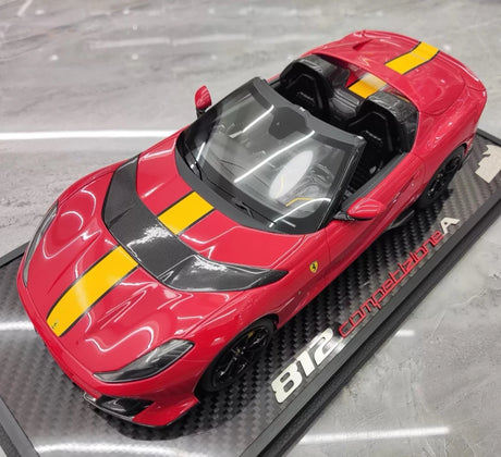 [BBR] 1:18 Ferrari 2022 812 Competizione Aperta Red Giallo Stripe Model Car Resin