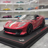 [BBR] 1:18 Ferrari 2022 812 Competizione Aperta Red Tricolore Stripe Model Car Resin