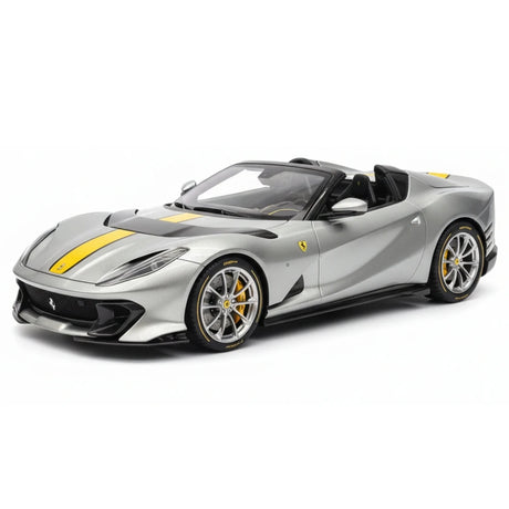 [BBR] 1:18 Ferrari 2022 812 Competizione Aperta Silver Giallo Stripe Model Car Resin