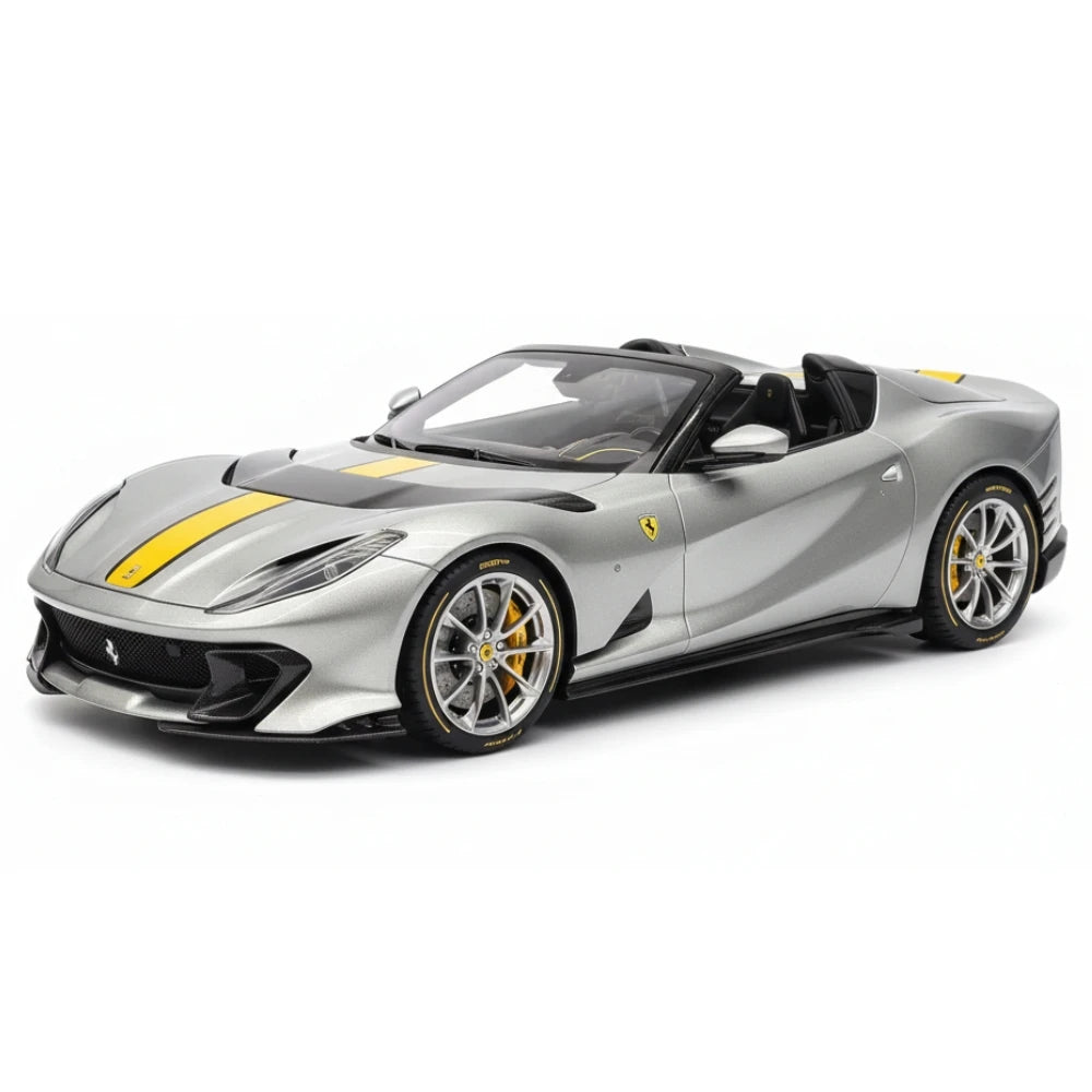 [BBR] 1:18 Ferrari 2022 812 Competizione Aperta Silver Giallo Stripe Model Car Resin
