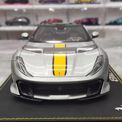 [BBR] 1:18 Ferrari 2022 812 Competizione Aperta Silver Giallo Stripe Model Car Resin