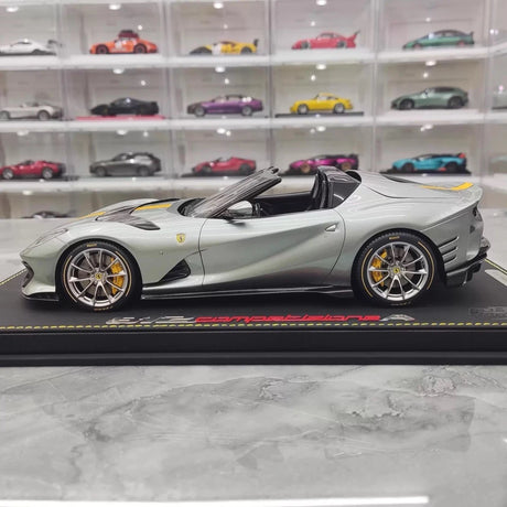 [BBR] 1:18 Ferrari 2022 812 Competizione Aperta Silver Giallo Stripe Model Car Resin