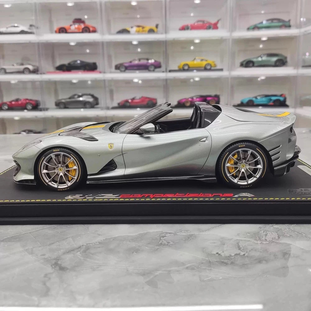 [BBR] 1:18 Ferrari 2022 812 Competizione Aperta Silver Giallo Stripe Model Car Resin