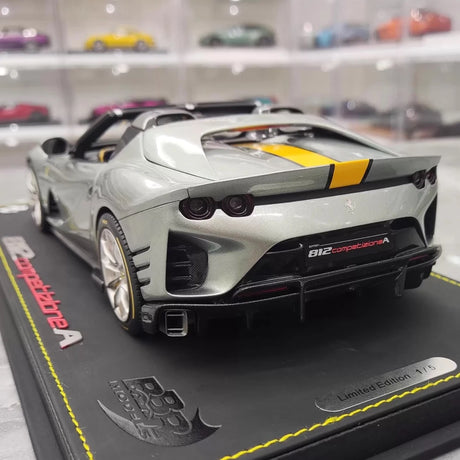 [BBR] 1:18 Ferrari 2022 812 Competizione Aperta Silver Giallo Stripe Model Car Resin