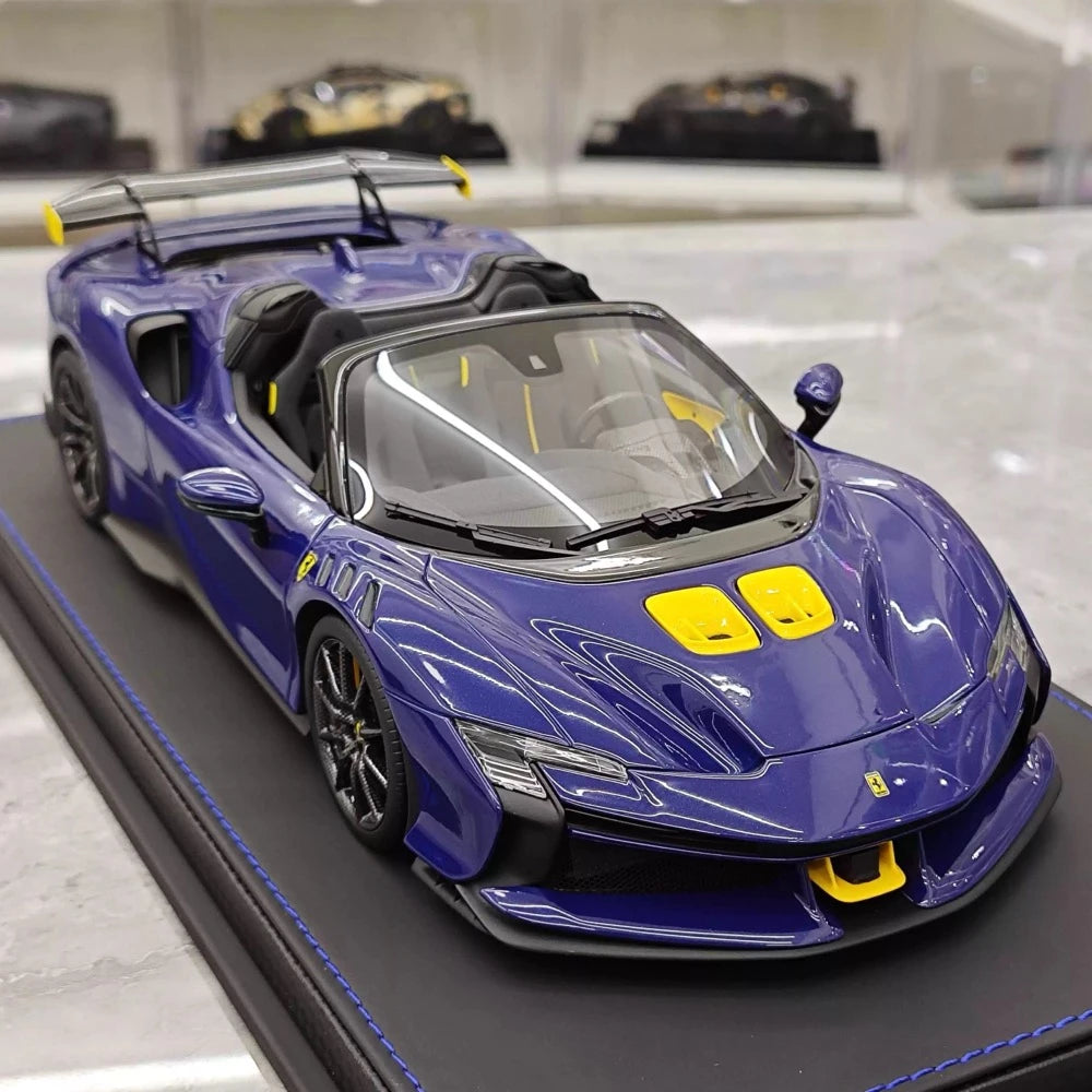 [BBR] 1:18 Ferrari 2023 SF90 XX Spider Blu Corsa & Yellow Model Car Resin
