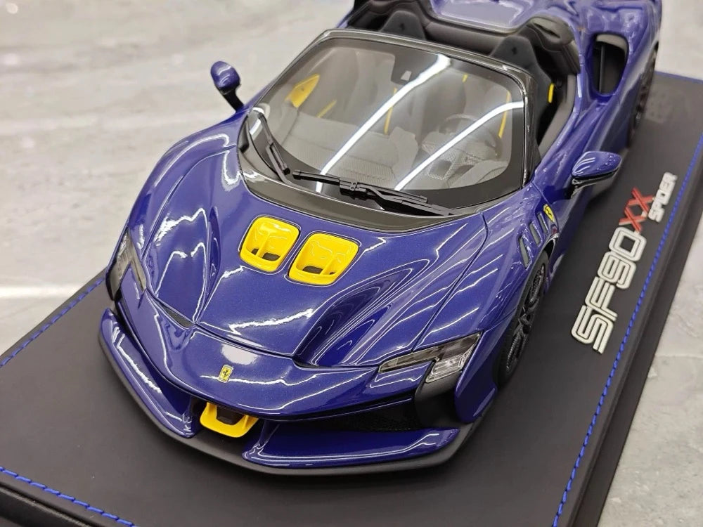[BBR] 1:18 Ferrari 2023 SF90 XX Spider Blu Corsa & Yellow Model Car Resin