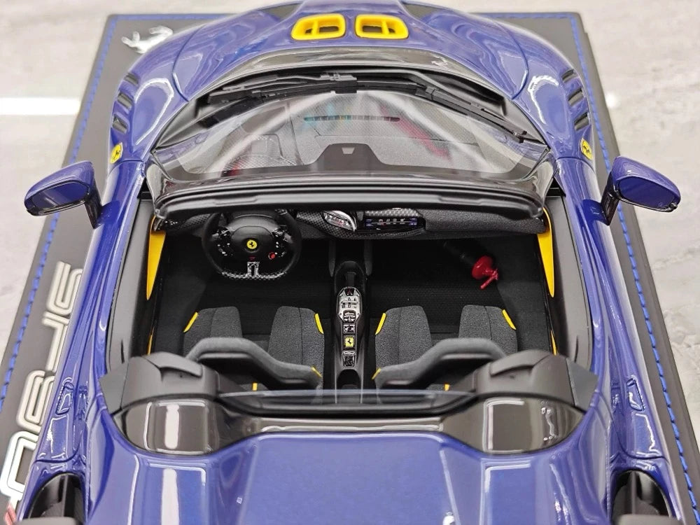[BBR] 1:18 Ferrari 2023 SF90 XX Spider Blu Corsa & Yellow Model Car Resin
