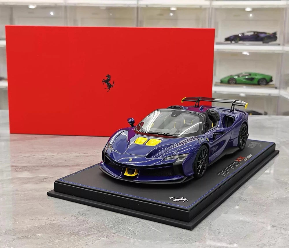 [BBR] 1:18 Ferrari 2023 SF90 XX Spider Blu Corsa & Yellow Model Car Resin