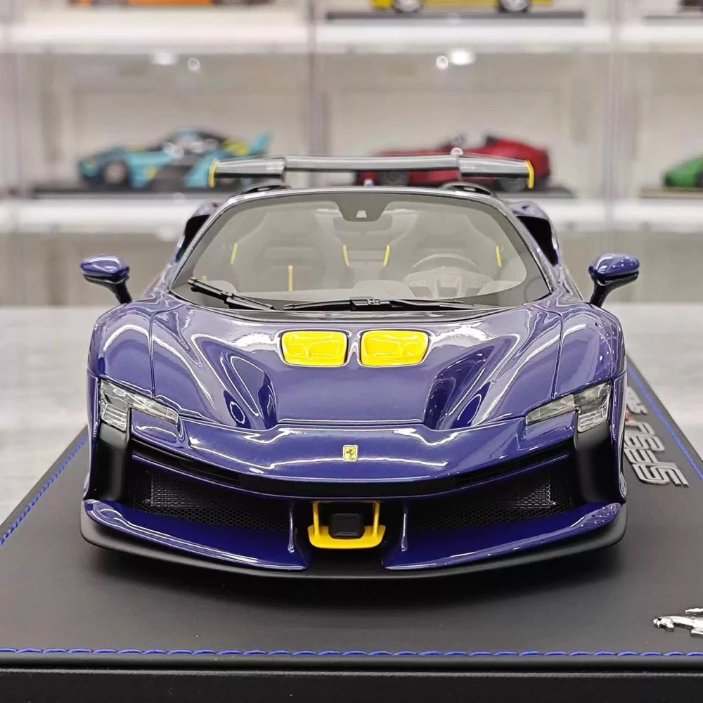 [BBR] 1:18 Ferrari 2023 SF90 XX Spider Blu Corsa & Yellow Model Car Resin