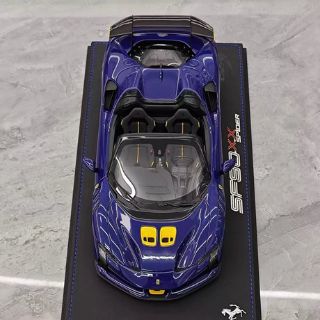 [BBR] 1:18 Ferrari 2023 SF90 XX Spider Blu Corsa & geel modelauto Hars