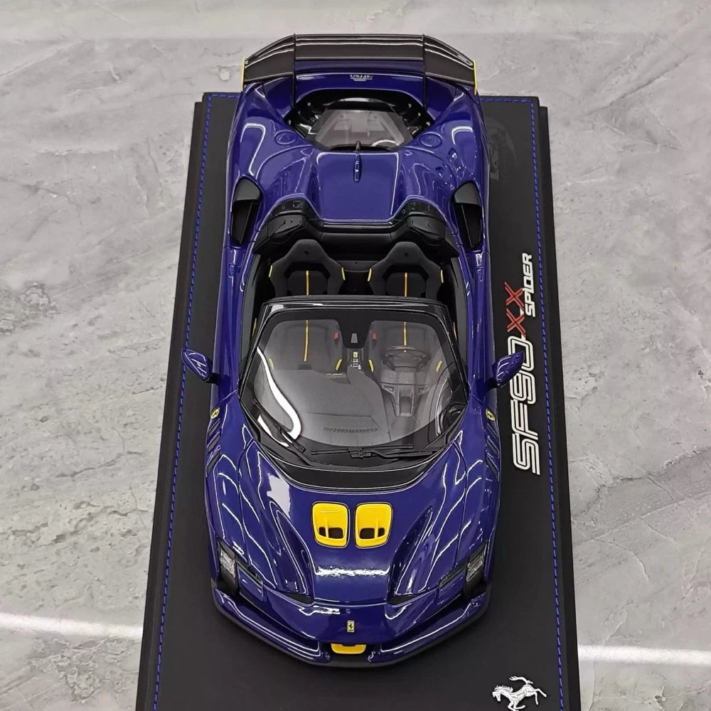 [BBR] 1:18 Ferrari 2023 SF90 XX Spider Blu Corsa & Yellow Model Car Resin