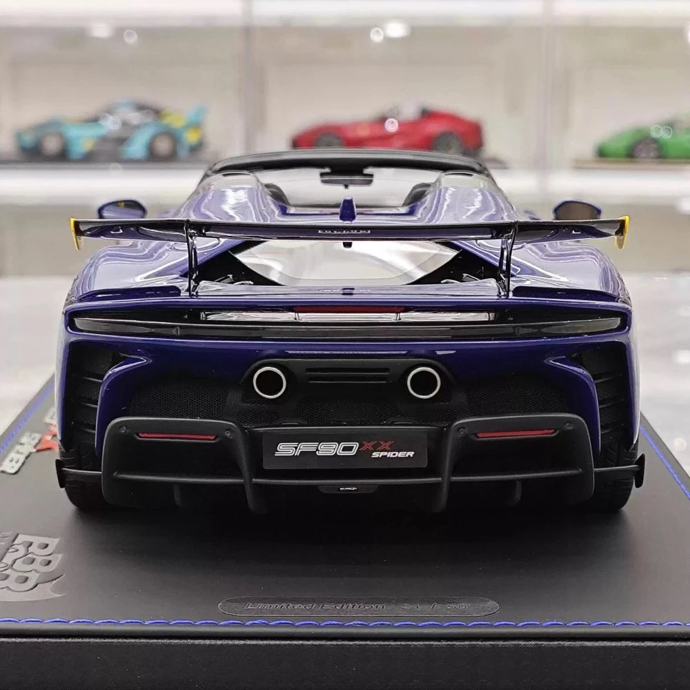 [BBR] 1:18 Ferrari 2023 SF90 XX Spider Blu Corsa & Yellow Model Car Resin